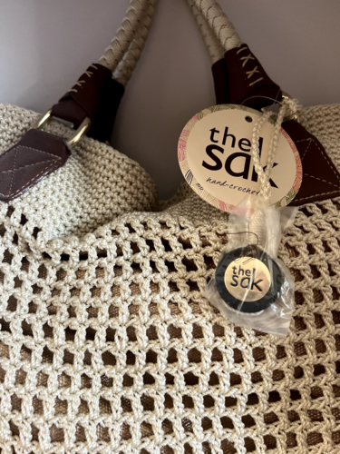 The Sak Cambria Crochet Hobo Bag Beige Brown Shoulder Bag Large Zipper Boho Tote - Picture 5 of 5