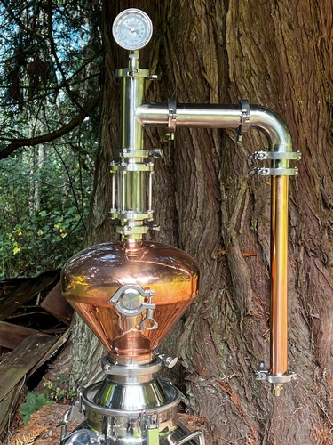 Copper Alembic Style Still 2" inch Pot Still with whiskey helmet & bubble plate - Picture 2 of 4
