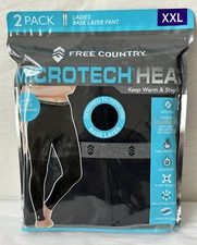 New Free Country 2-PACK Women Microtech Heat Base Layer Pants Bottom Sz 2XL