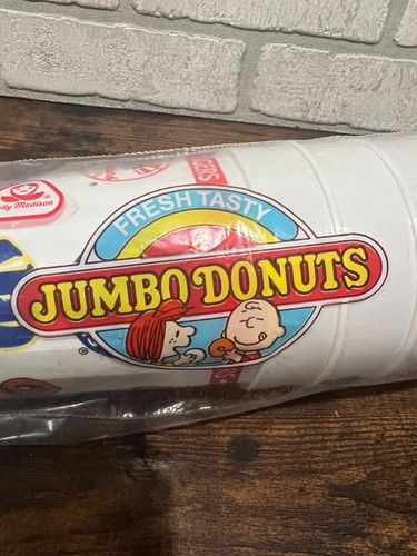 Vintage 1984 JUMBO DONUTS Dolly Madison 4-Cup Set SEALED MLB Baseball Peanuts - Bild 2 von 4