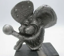 large rat fink head ed roth  motorcycle ratrod hotrod car hood ornament