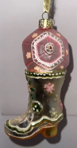 Viktorianisches Mädchen im Stiefel mit Regenschirm Weihnachtsschmuck Vintage - Bild 4 von 10