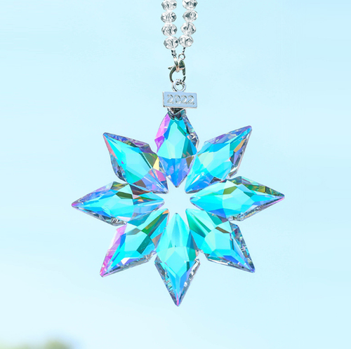 8CM Octagonal Snowflake Crystal Glass Hanging Xmas Decor Suncatcher Pendant - Bild 3 von 18