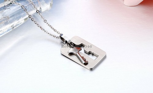 Womens Heart Lock Bangle Bracelet and Key Pendant Chain Necklace Jewelry Set - Picture 17 of 38