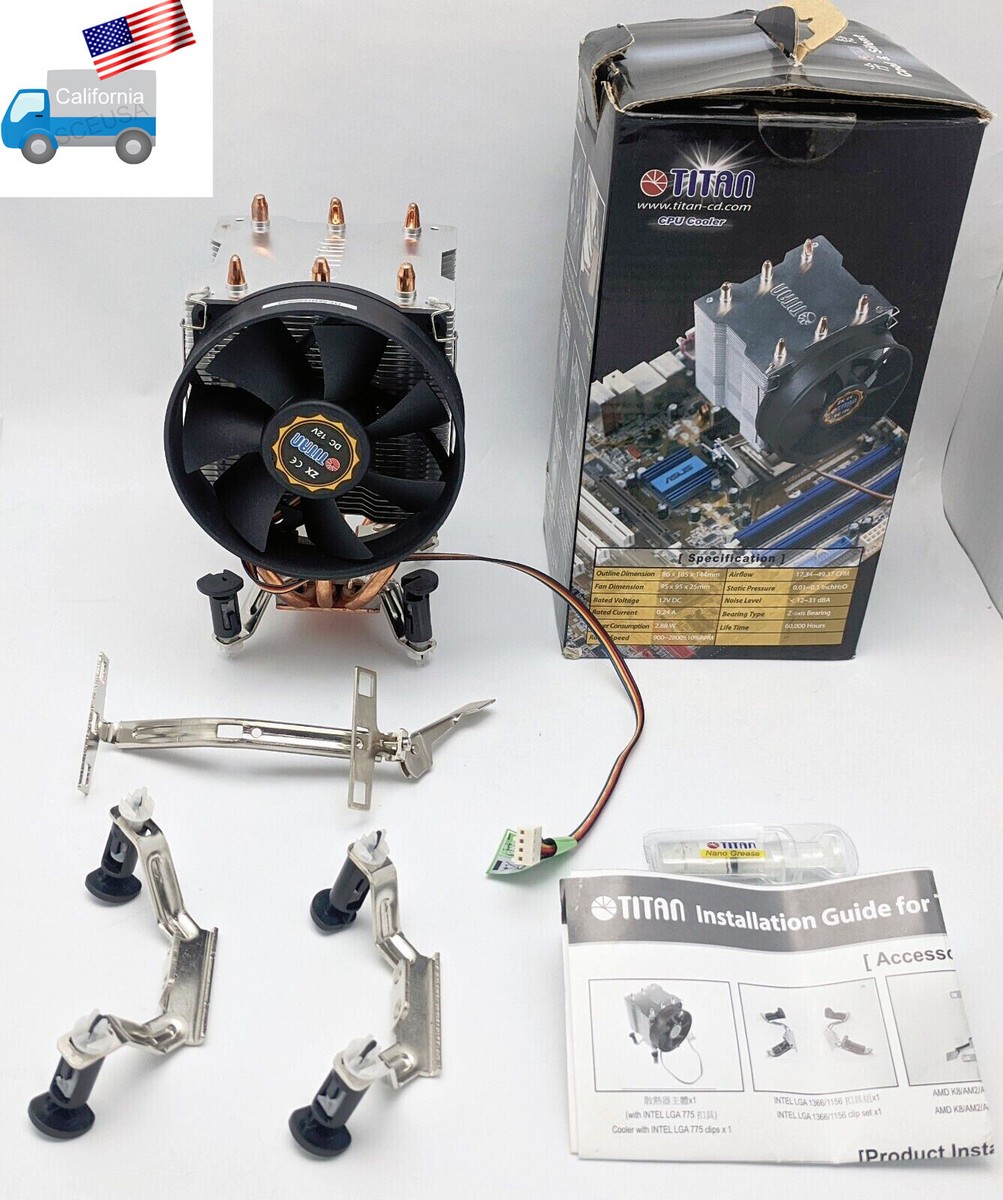 Titan Copper Heatpipe Intel Socket LGA 775 AMD AM2/AM2+/AM3 CPU 
