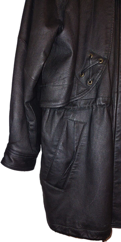 G-III Leather Jacket Black Mens M full zip Adjustable waist heavy VTG - Picture 7 of 20