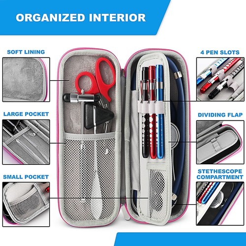 Kompakter wasserfester Stethoskopkoffer mit Vitalzubehör - Pink Elegance - Bild 5 von 10