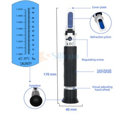 Salinity Refractometer Salt Meter Water Tester Marine 0-10 For Tank Aquarium US