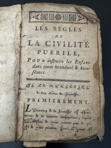 CORDIER Règles de la civilité puérile, Écrit en caractères de Civilité, 1749 - 第 1/7 張圖片