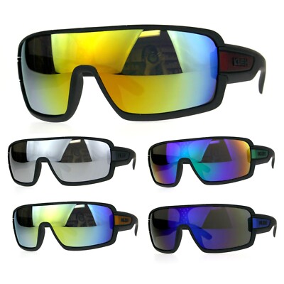 Mens Kush Robotic Shield Color Mirror Plastic Oversize Sunglasses