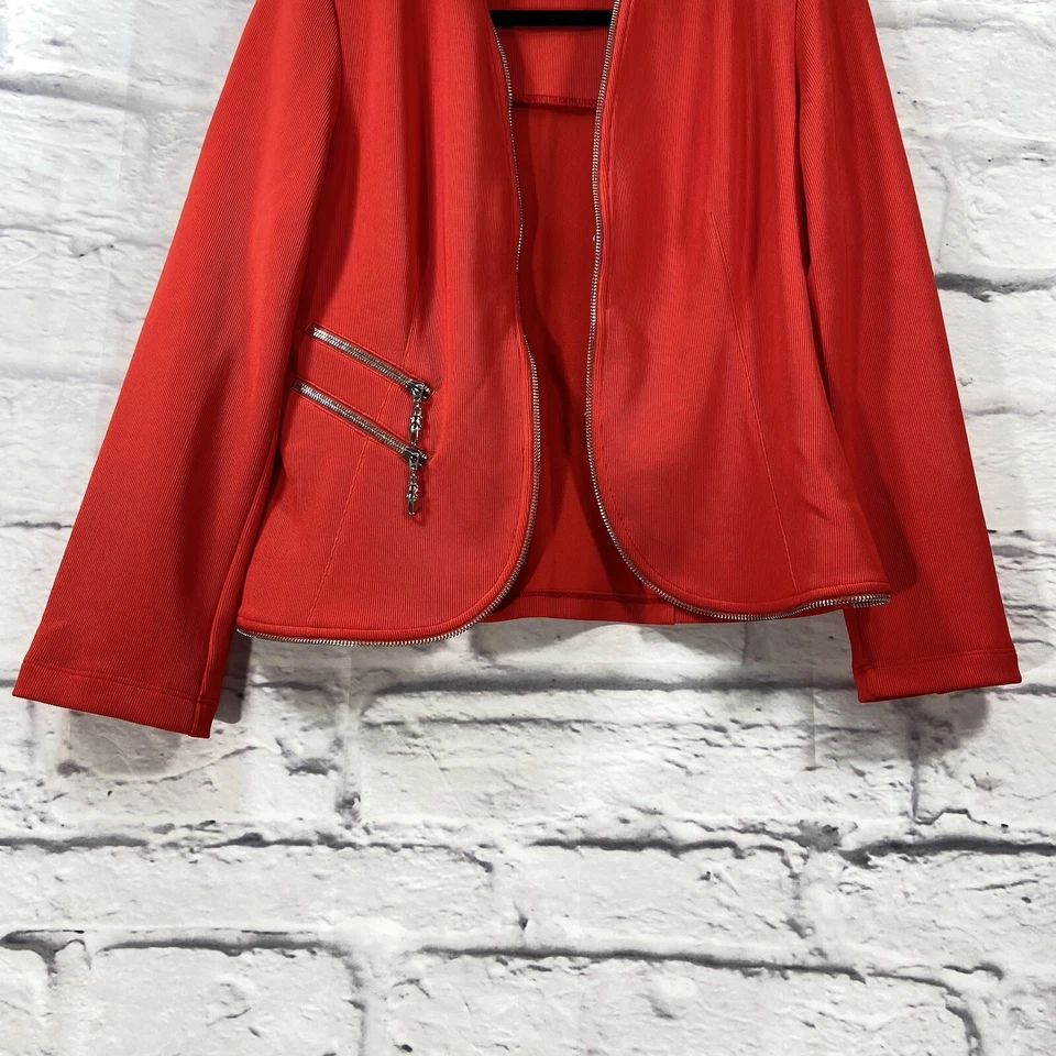 Joseph Ribkoff Jacket Women’s 8 Red Blazer L Stretch Zipper Details EUC - Image 3 of 4
