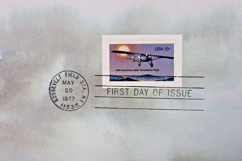 Lindbergh's Atlantic Crossing 1977 H.E. Harris Print, FDC 13c #1710 USA Stamp - Picture 3 of 6