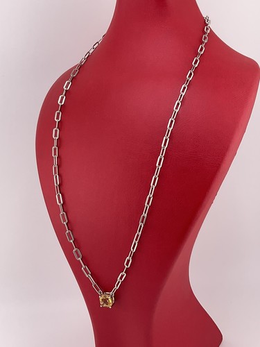 925 Sterling Silber Citrin Büroklammer Kette rhodiniert verstellbar - Bild 6 von 15