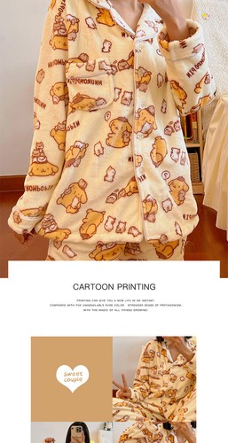 Bommel Purin weiches Nachthemd koralle Damen Pyjama Nachtwäsche Hose CARTOON - Bild 8 von 15