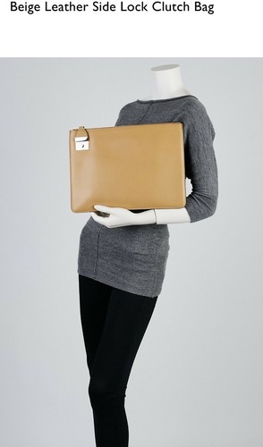 CELINE RTW '12 Side Lock Calf Matte Leather Clutch Bag Envelope Purse $1400 NWD - Picture 4 of 16