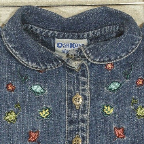 Vintage Baby Kleid OshKosh B'gosh Denim Jeans Strampler Pullover Mädchen bestickt 12M - Bild 5 von 10