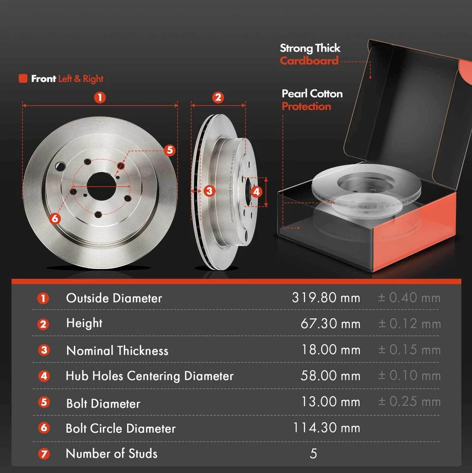 Nuevo 6x Rotores de freno de disco traseros + Pastillas de freno de cerámica para Subaru B9 Tribeca Tribeca Foto 2 de 4