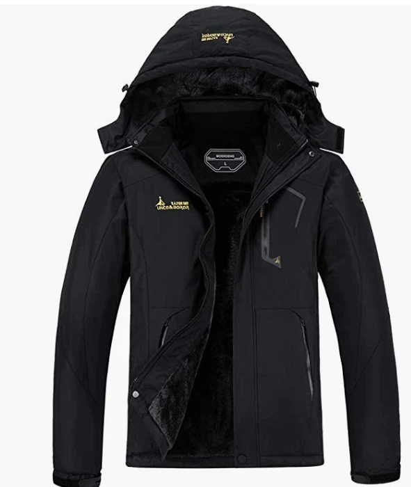 MOERDENG Mens Waterproof Ski Jacket Warm Winter Snow Coat Mountain Black Medium