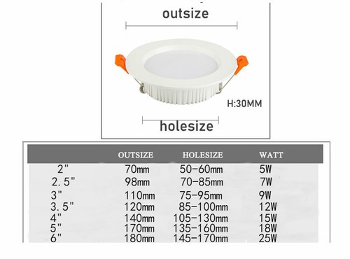 7W/9W/12/15W/18W Recessed Led Ceiling Down Light Lamp Fixture Round 110V-240V - Picture 5 of 11