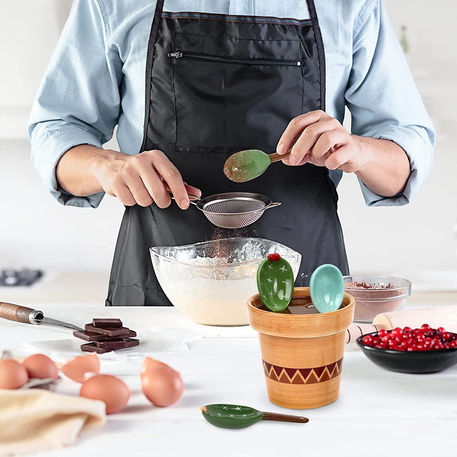 Floral Cactus Ceramic Measuring Spoon Set