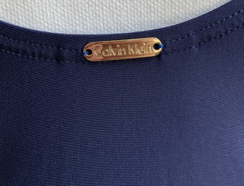 NWT Calvin Klein Womens Sz M Standard Twist Tankini Swim Top Tummy Control Navy - Picture 3 of 14