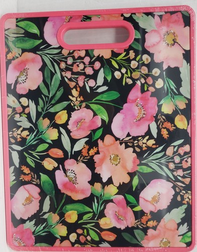 Kitchen Plastic Cutting Board (12"x15") COLORFUL POPPIES FLOWERS, pink frame, HL - Bild 2 von 11