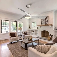 52 Inch Modern Ceiling Fan With Lights & Remote Control Bedroom Grey Wood Fan US