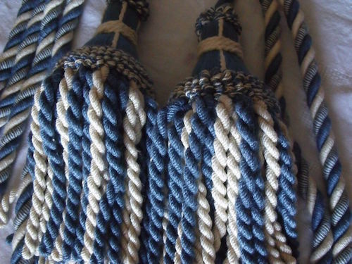 Lee Jofa Cantal Collection Double Tassel Cornflower Ivory Tieback MSRP $270/ea - Picture 2 of 7