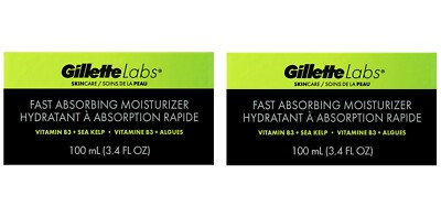 2 Pack GILLETTE LABS FAST ABSORBING MOISTURER Care 3.4 oz