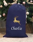 Personalised Christmas Sack Reindeer Large XL Cotton Drawstring Xmas 4 Sizes