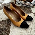 New ListingVintage Chanel Classic Two Tone Cap Toe Pump Shoes Size 36/ 6 1/2 Made in Italy