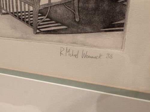 R MICHAEL WOMMACK FRAMED PRINT “VERANDA” 1988 LIMITED SIGNED 80s WALL ART 27x22 - Picture 4 of 7