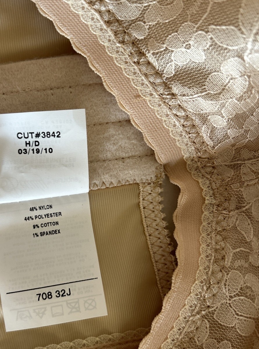 Vintage Beauty By Jeunique 32 J Beige Lace Soft Cup Bra