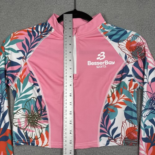 Women's BesserBay Sports Long Sleeve Crop Top Swim Wear Sz XS Pink/Floral NWT - Picture 5 of 11