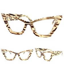 Oversized Exaggerated Retro Cat Eye Clear Lens EYE GLASSES Big Thick Cream Frame