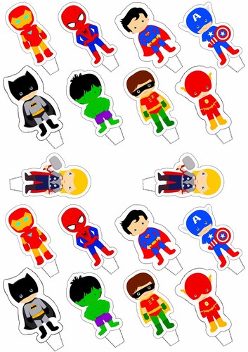 Superhero Party Edible Cup Cake Toppers 36 Fairy Decorations Superman Spiderman - Picture 2 of 4