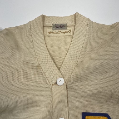 Vintage College Varsity Letterman Wool Cardigan American Dehen Knitting Co - Picture 5 of 11