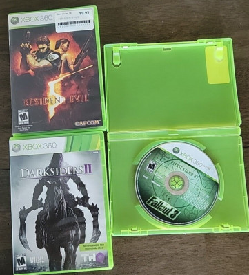 Xbox 360 Lot of 3 games- Fallout 3 -Resident Evil- Darksiders 2