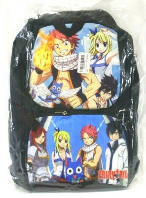 Anime Fairy Tail Boys / Girls School Backpack Black in Color NEW IN BAG 