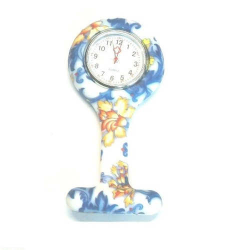 Plain Printed Polka Dot Silicone Nurse Watch Tunic Quartz Fob Pocket Brooch Pin - Picture 30 of 40
