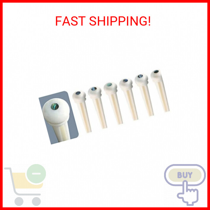 Blisstime 6pcs Guitar Bone Bridge Pins Replacement Parts with Abalone