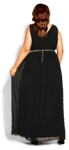 City Chic SIZE 16 S Small Eleanor Maxi Dress In Black With Gold Belt - Picture 2 of 8
