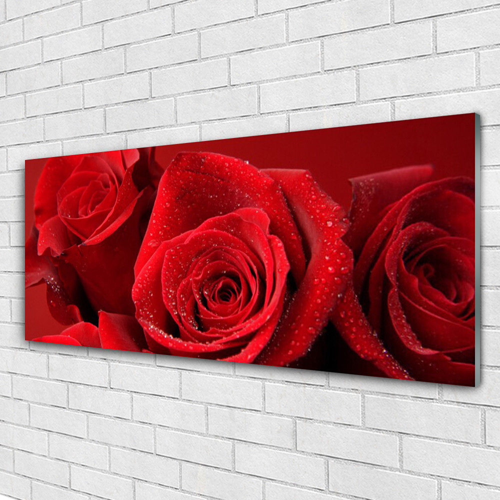 Impression sur verre acrylique de qualite superieure motif grand panneau floral de roses