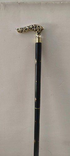 Brass Walking Cane -wooden stick, Unique and Elegant Handcrafted Brass Cane with - Picture 5 of 10