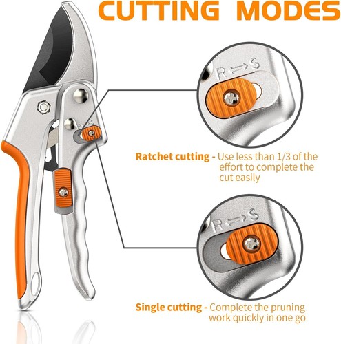 Pruning Shears, Kenossion Gardening Tools - Garden Shears with Ratchet Anvil, Pr - Picture 2 of 7