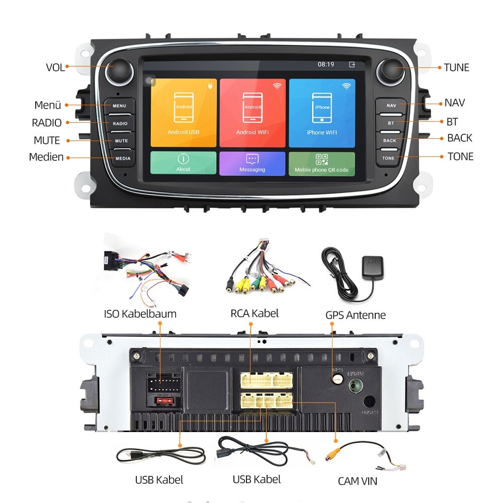 Radio samochodowe do Ford Focus II MK2 Mondeo C/S-MAX Galaxy Android 10 GPS Nawigacja FM RDS - Zdjęcie 15 z 17