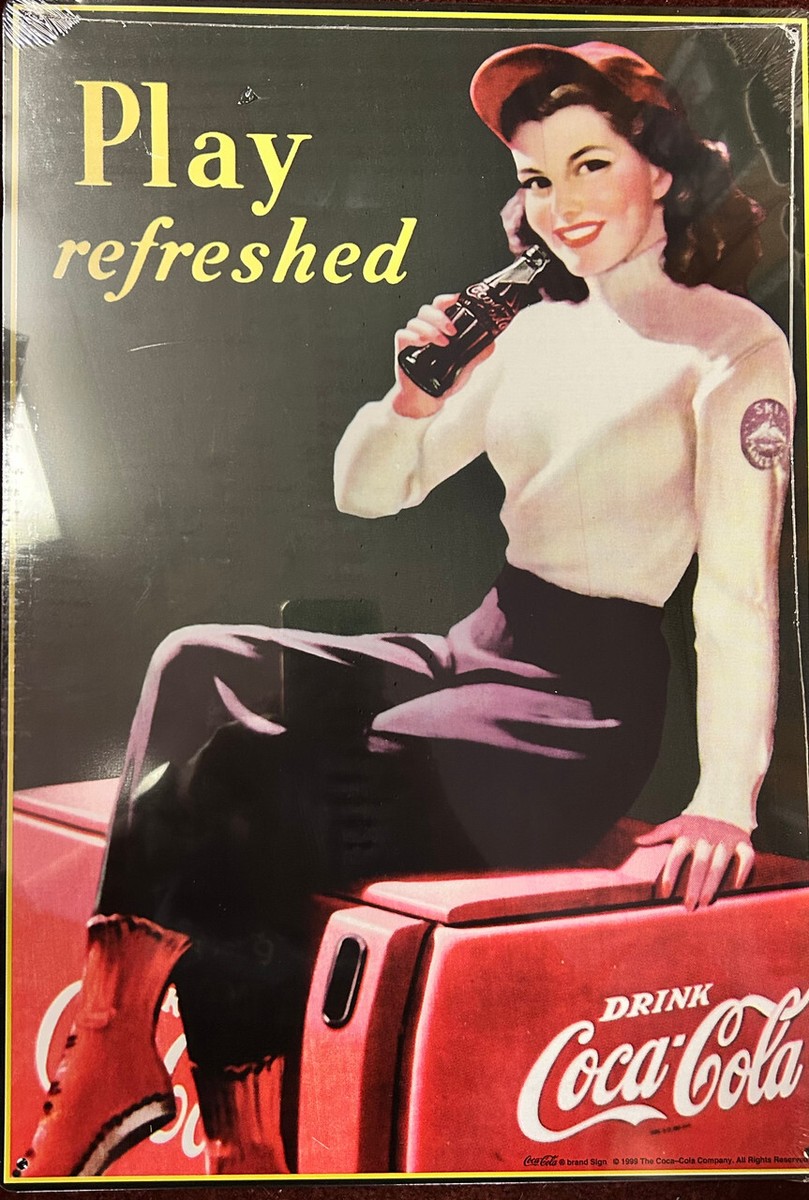 Coke Lady Sitting on Old Coca Cola Machine Rectangle