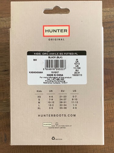 NEW HUNTER ORIGINAL  KIDS FITTED BOOT SOCKS SZ M (11-13) ANKLE BLACK  - Picture 6 of 7