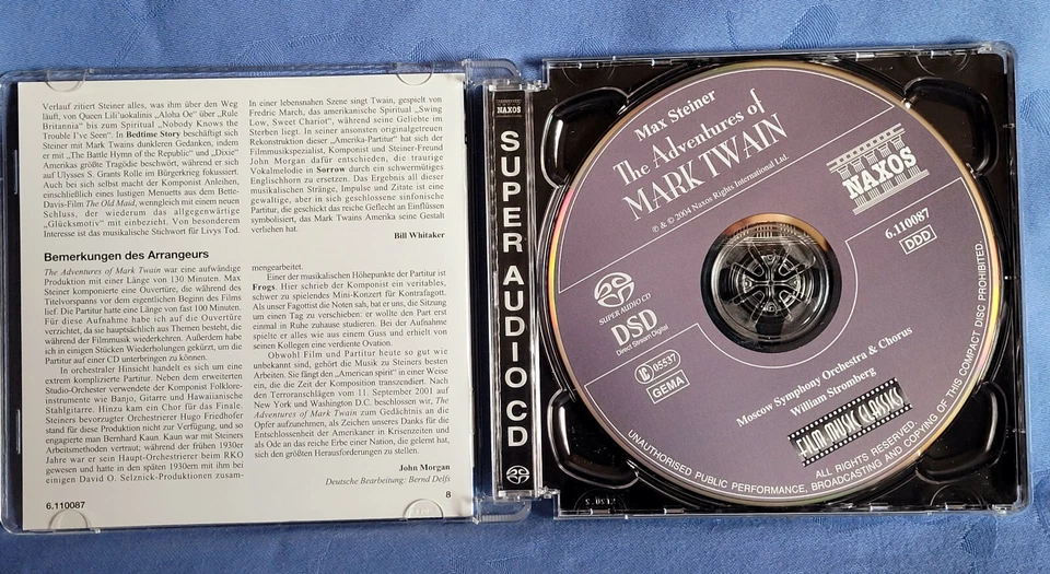 Max Steiner "The Adventures Of Mark Twain",  SACD (Hybrid),  Naxos 6.110087 - Bild 2 von 4
