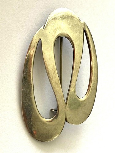 Hallmarked JA In The Shield Denmark Sterling Silver 925 Free Form Pin Brooch - Picture 9 of 12